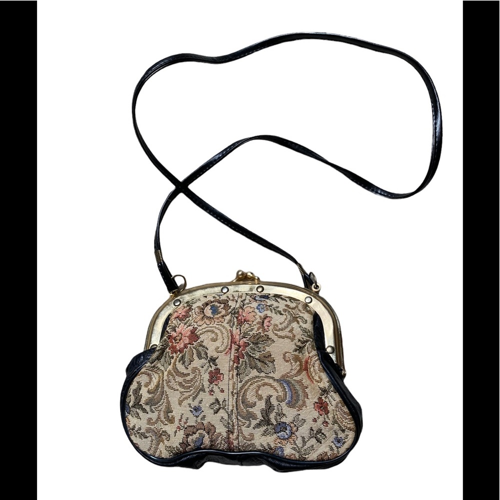 Vintage Antique Floral Needlepoint Purse Bag Clutch Crossbody